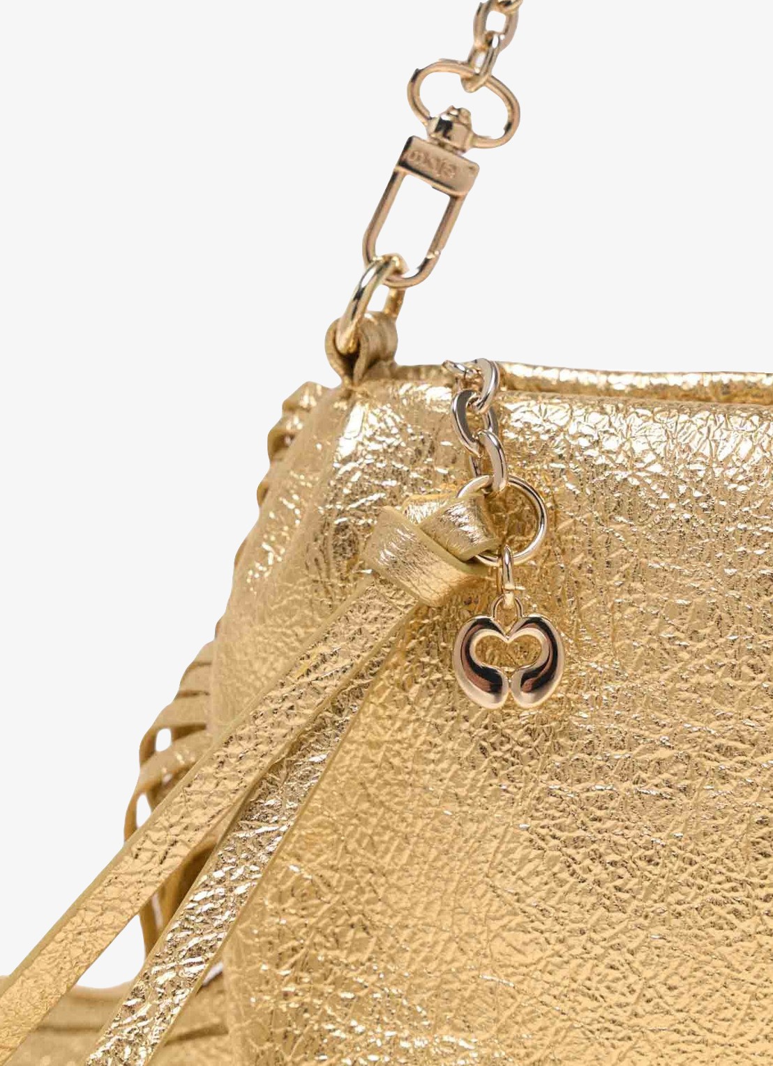 Maje Miss M schoudertas van schapenleer met metallic finish - detail 3 goud