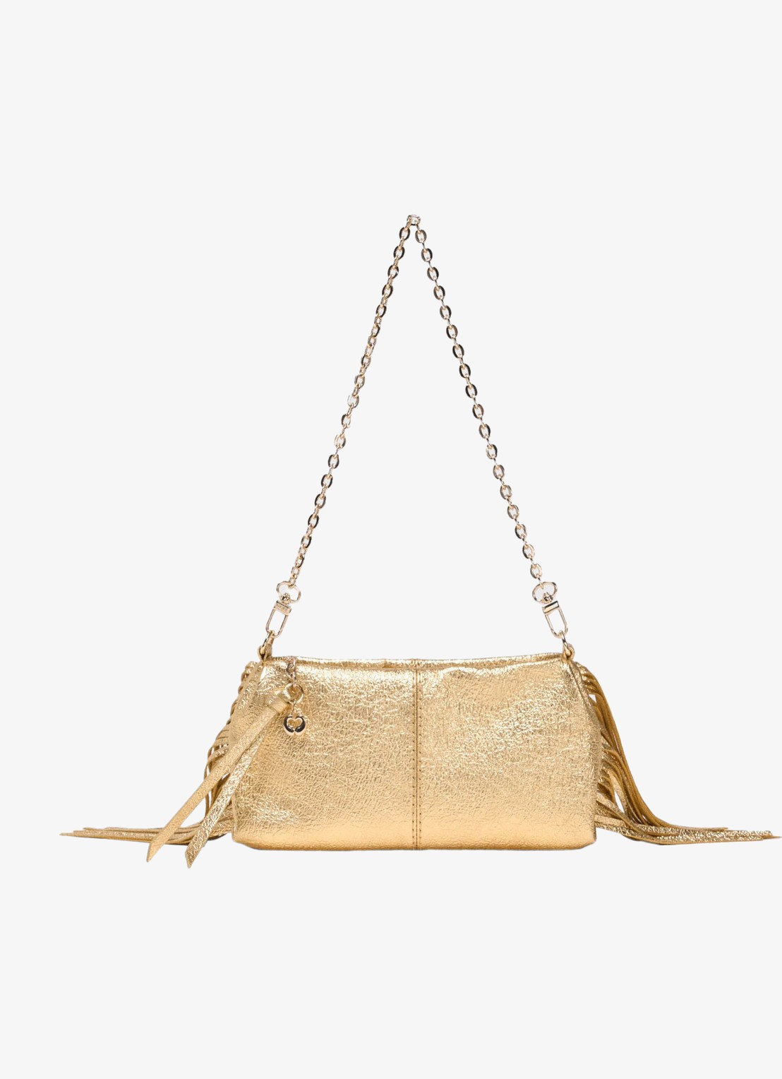 Maje Miss M schoudertas van schapenleer met metallic finish - voorkant 6 goud