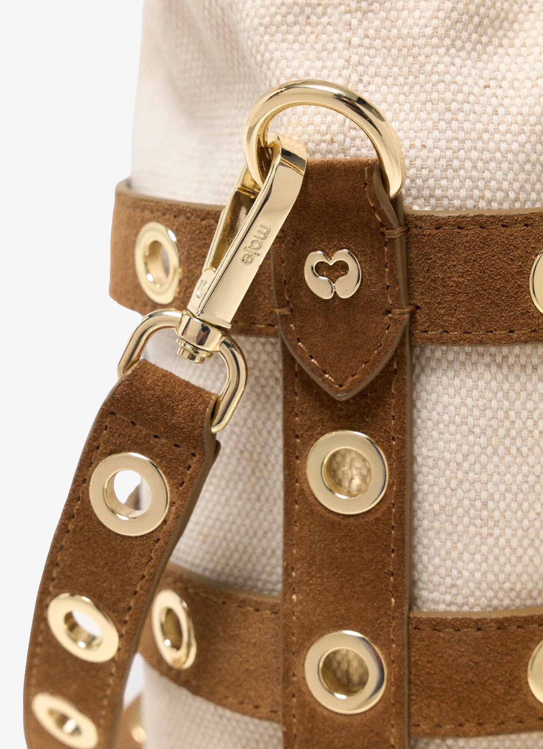 Maje Miss M schoudertas van suède - detail 7 camel