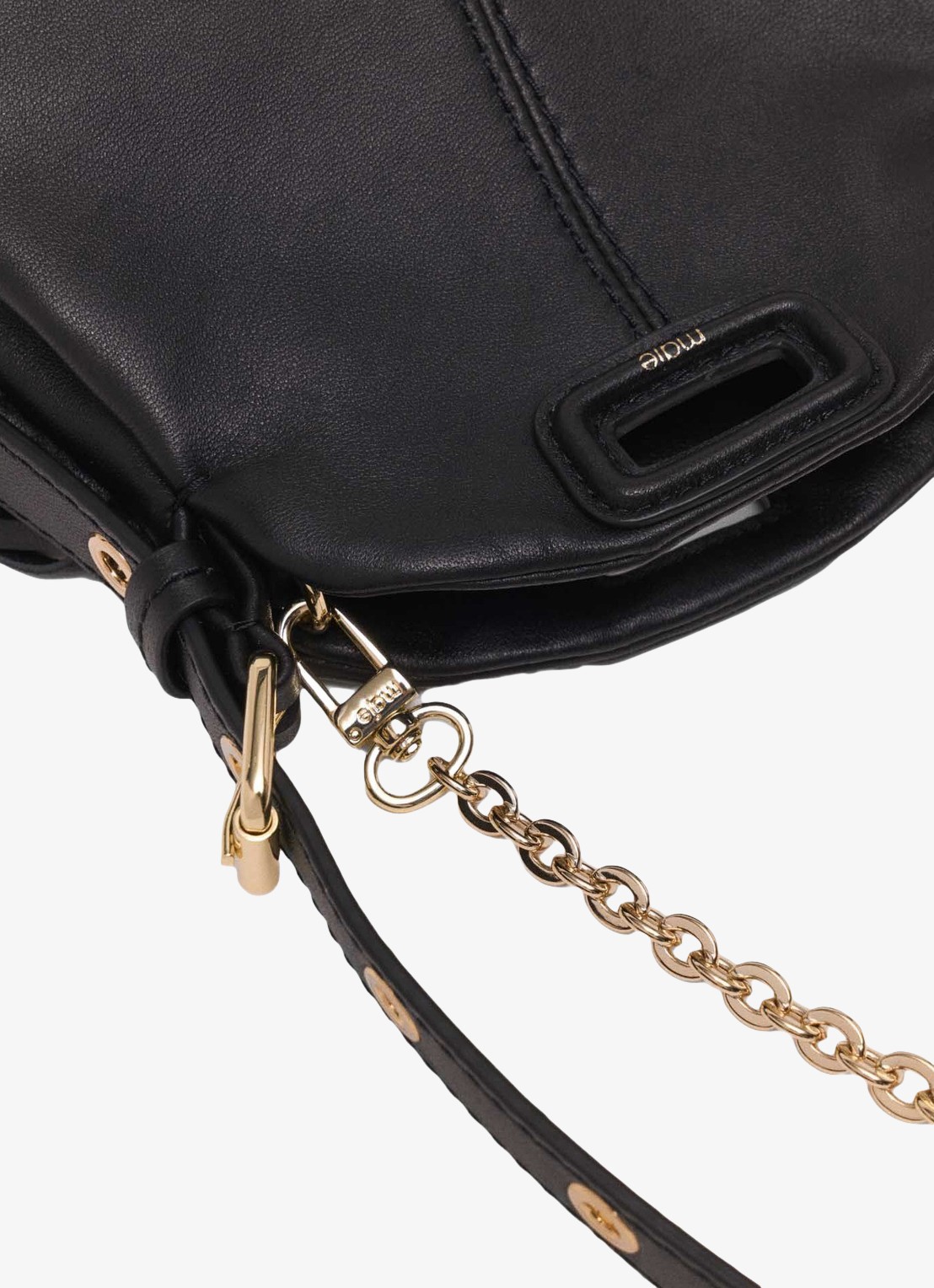 Maje Miss M Small schoudertas van schapenleer met franjes - detail 4 zwart