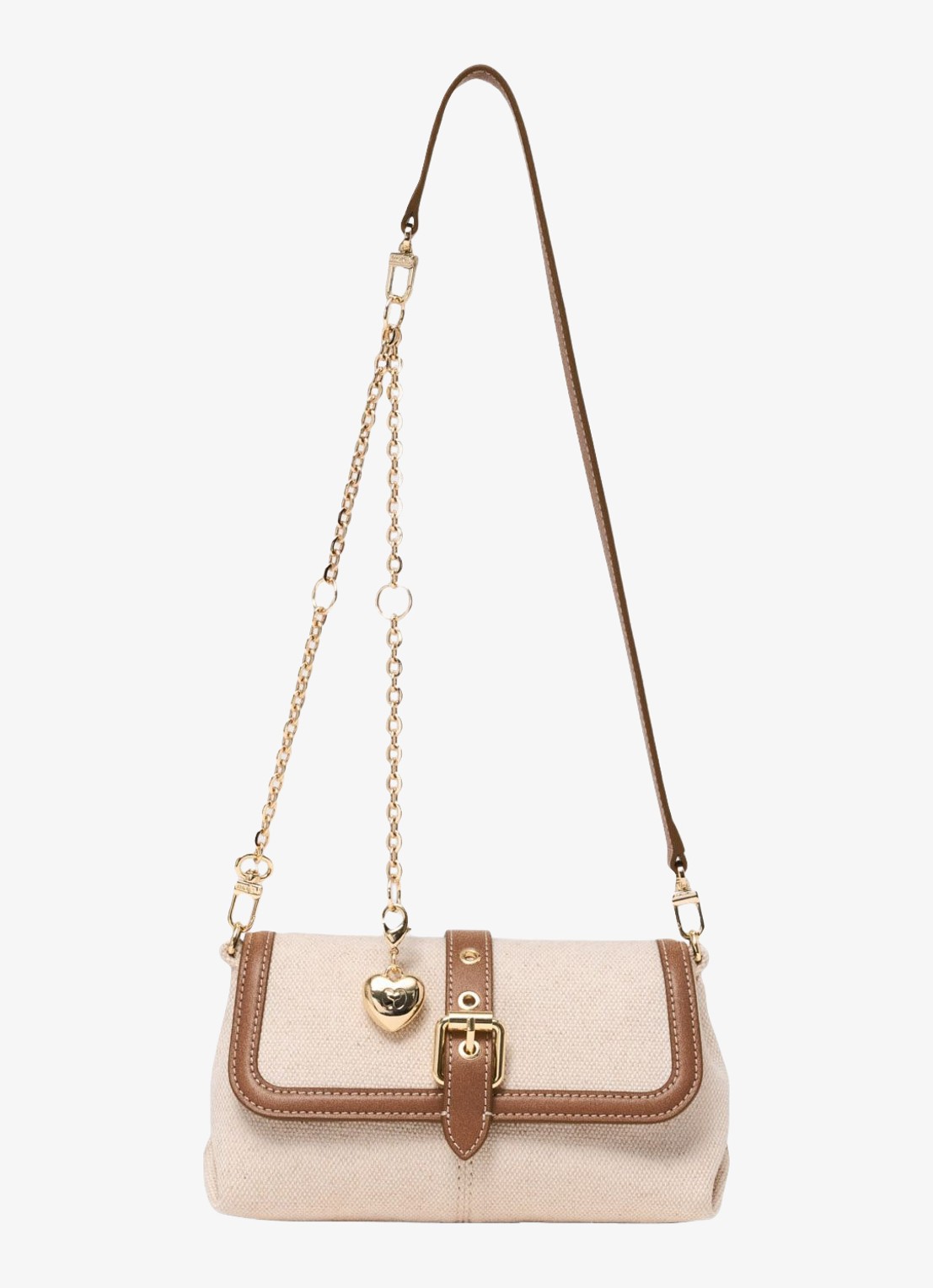 Maje Miss M Walk tas van canvas en leer - voorkant moca / wit