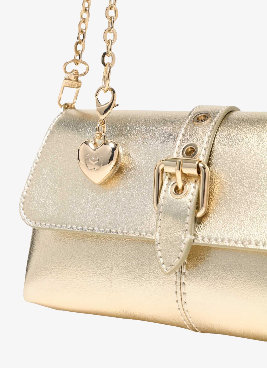 Maje Miss M Walkmetal crossbodytas van leer met metallic finish - detail 4 goud