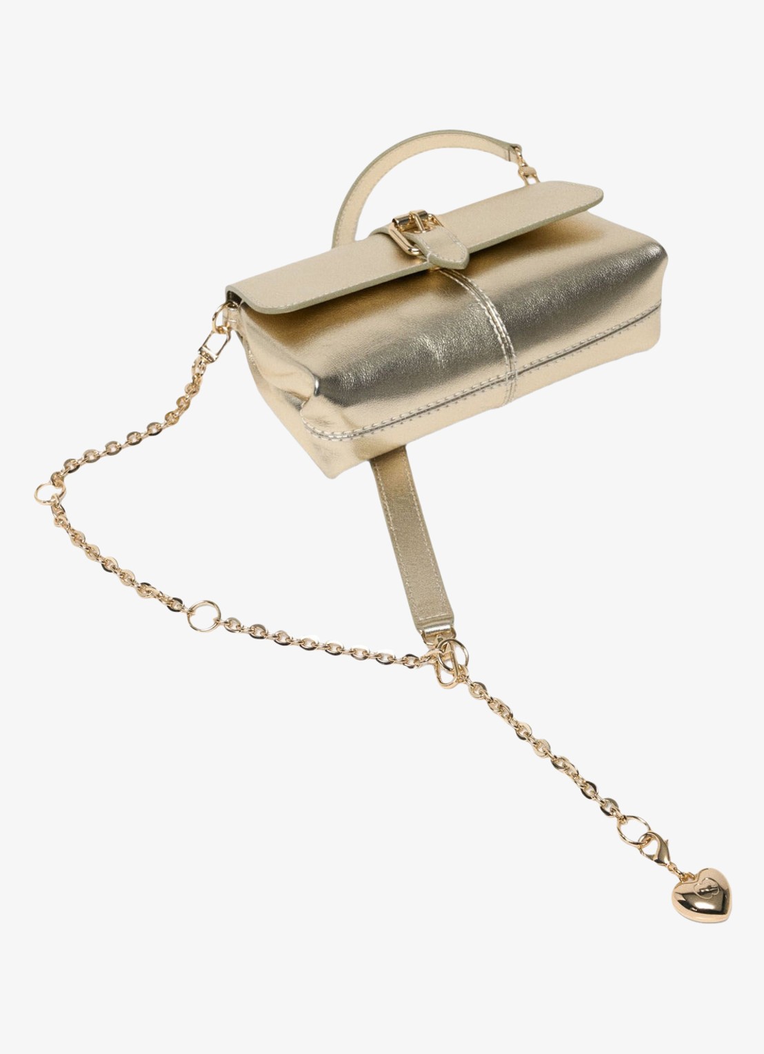 Maje Miss M Walkmetal crossbodytas van leer met metallic finish - detail 5 goud