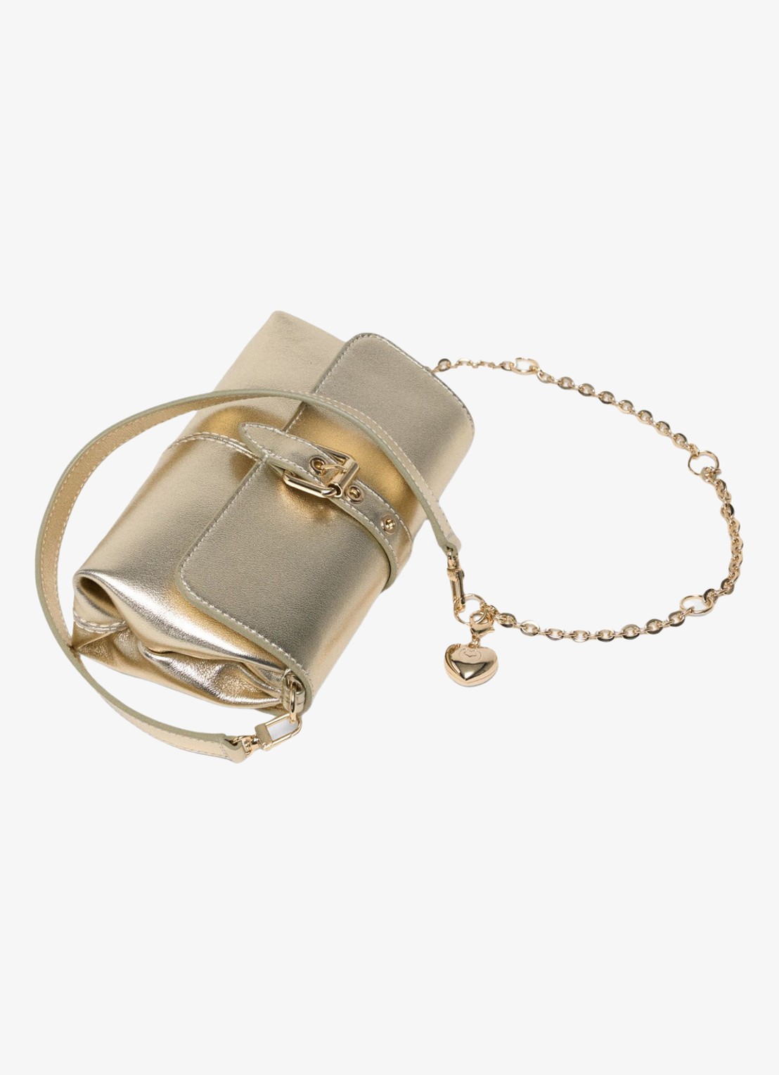 Maje Miss M Walkmetal crossbodytas van leer met metallic finish - detail 8 goud