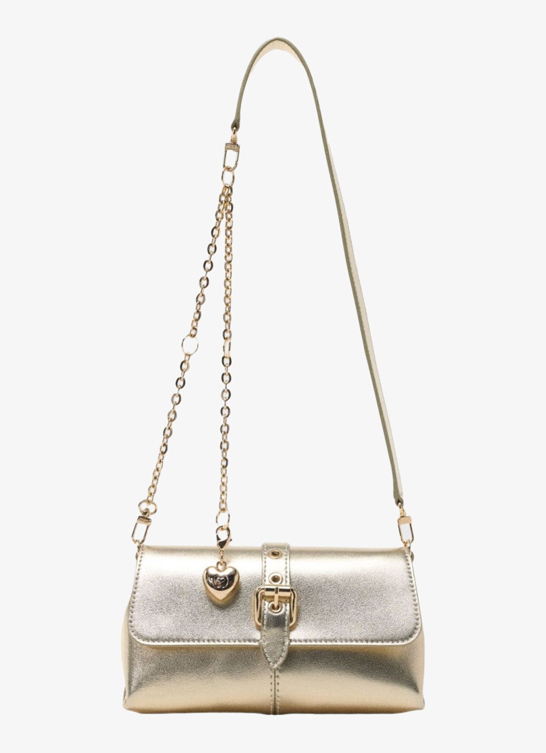 Maje Miss M Walkmetal crossbodytas van leer met metallic finish - voorkant 2 goud