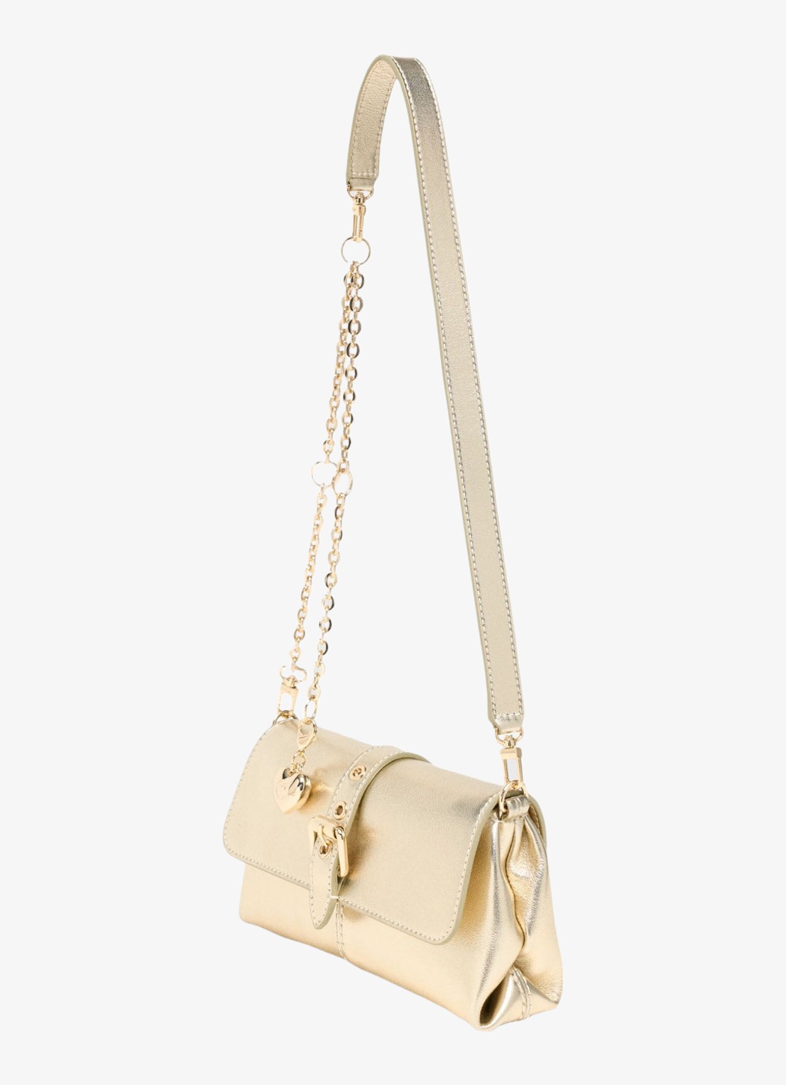 Maje Miss M Walkmetal crossbodytas van leer met metallic finish - voorkant 3 goud