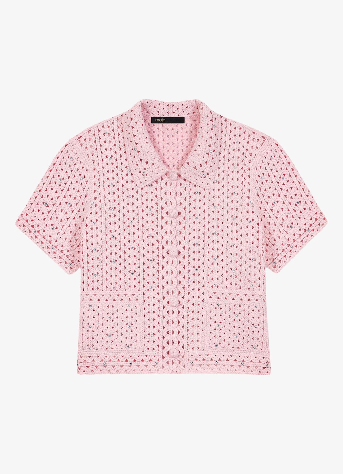 Maje Mykinga vest met opgenwerkt detail - voorkant 6 lichtroze