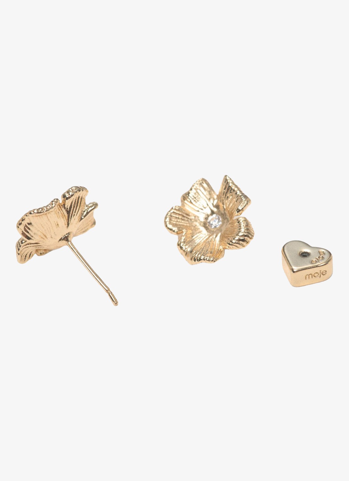 Maje Nflowerpuce oorknopjes van messing - detail 4 goud