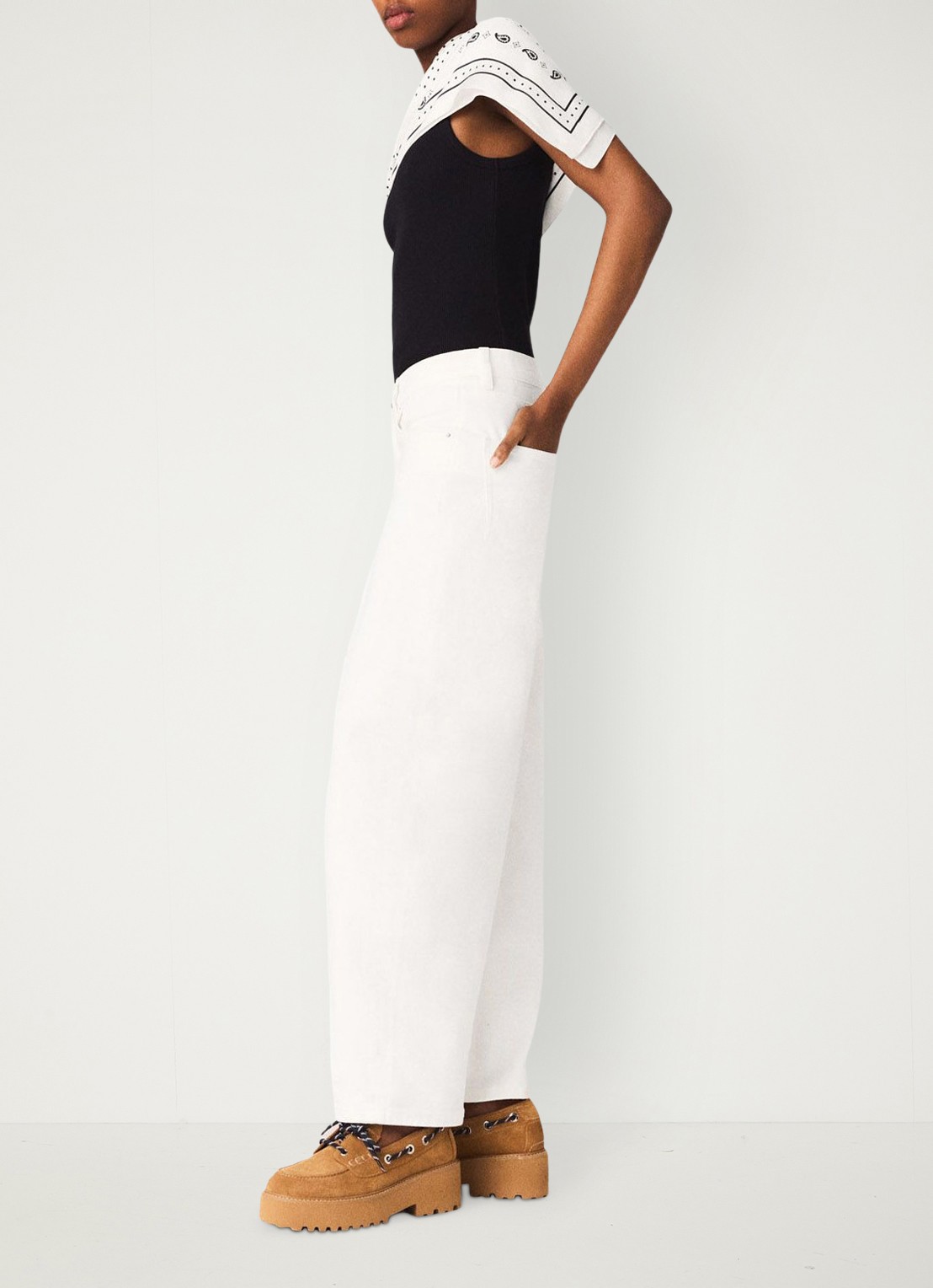 Maje Pallon high waist balloon fit jeans met steekzakken - detail 3 wit