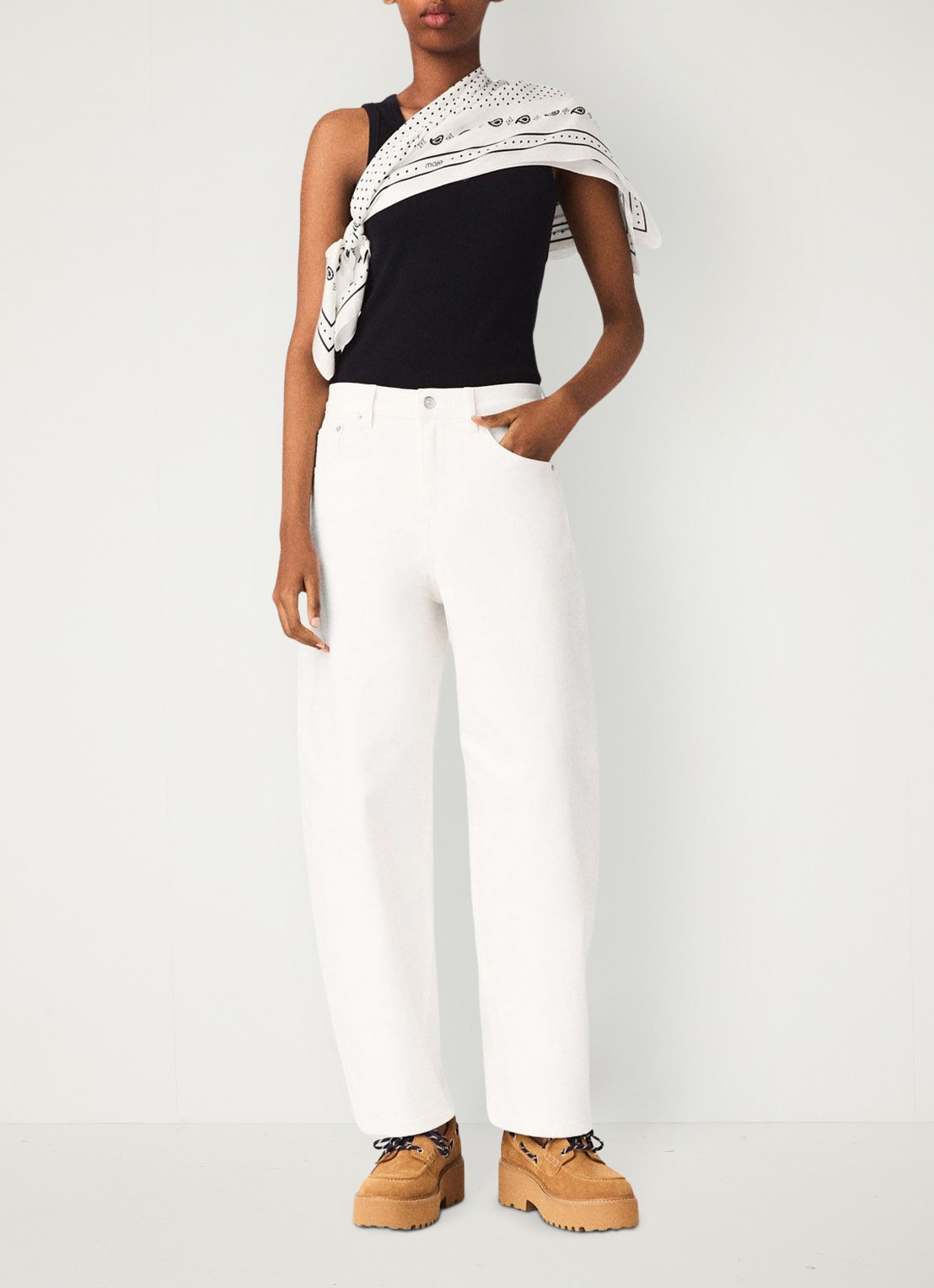 Maje Pallon high waist balloon fit jeans met steekzakken - detail 6 wit