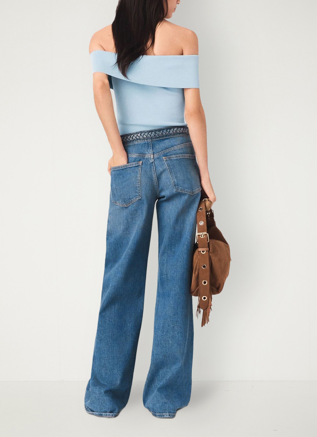 Maje Pantivick loose fit jeans met medium wassing - achterkant 7 donkerblauw