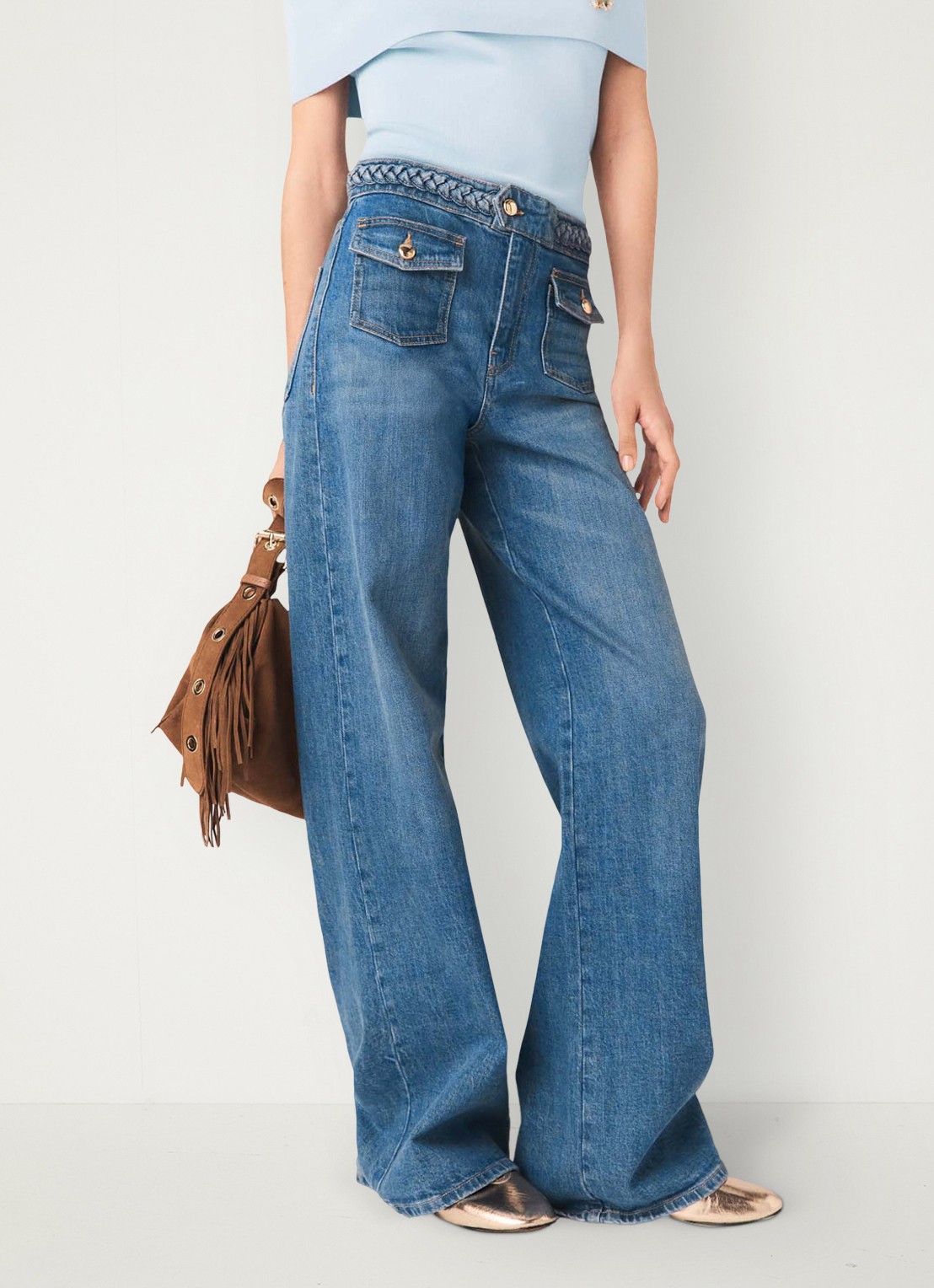 Maje Pantivick loose fit jeans met medium wassing - detail 3 donkerblauw