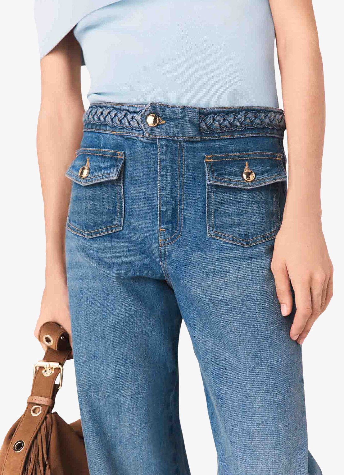 Maje Pantivick loose fit jeans met medium wassing - detail 5 donkerblauw