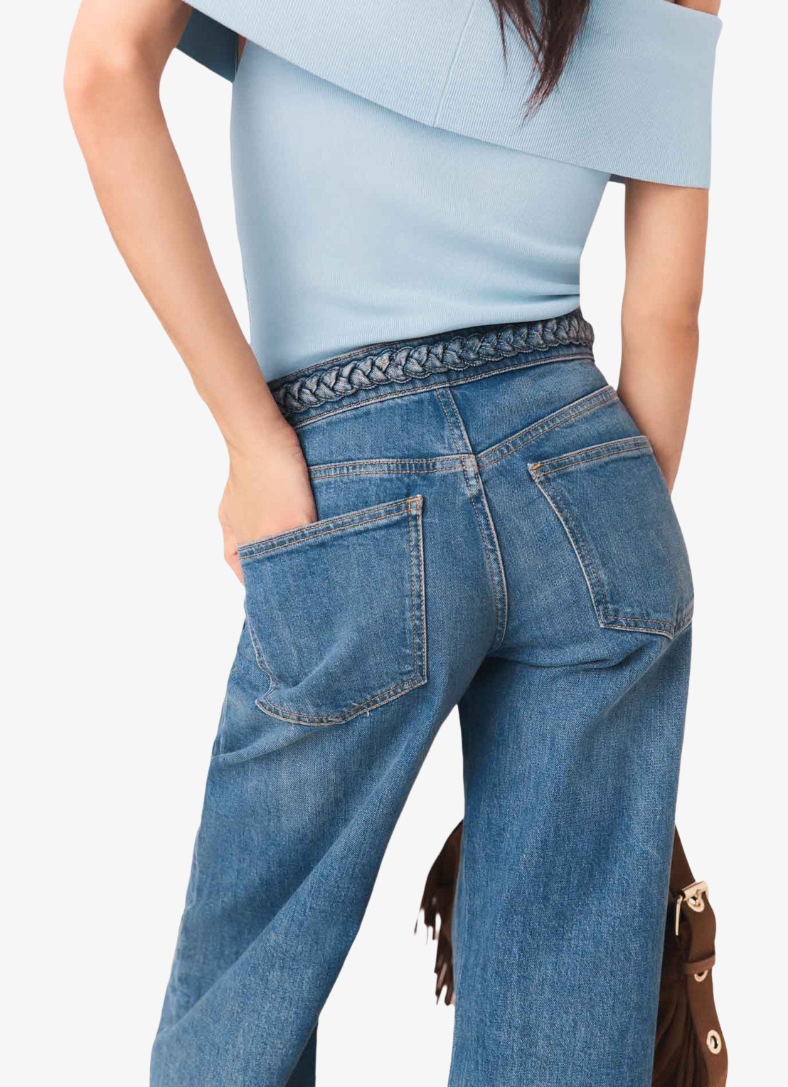Maje Pantivick loose fit jeans met medium wassing - detail 6 donkerblauw