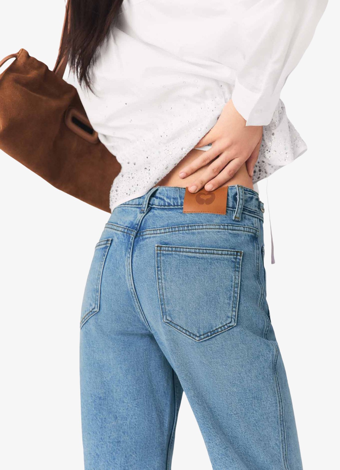 Maje Pantro high waist straight leg jeans met lichte wassing - detail 7 donkerblauw