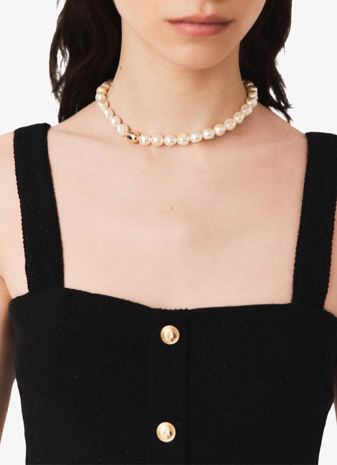 Maje Parel choker ketting - voorkant 2 goud