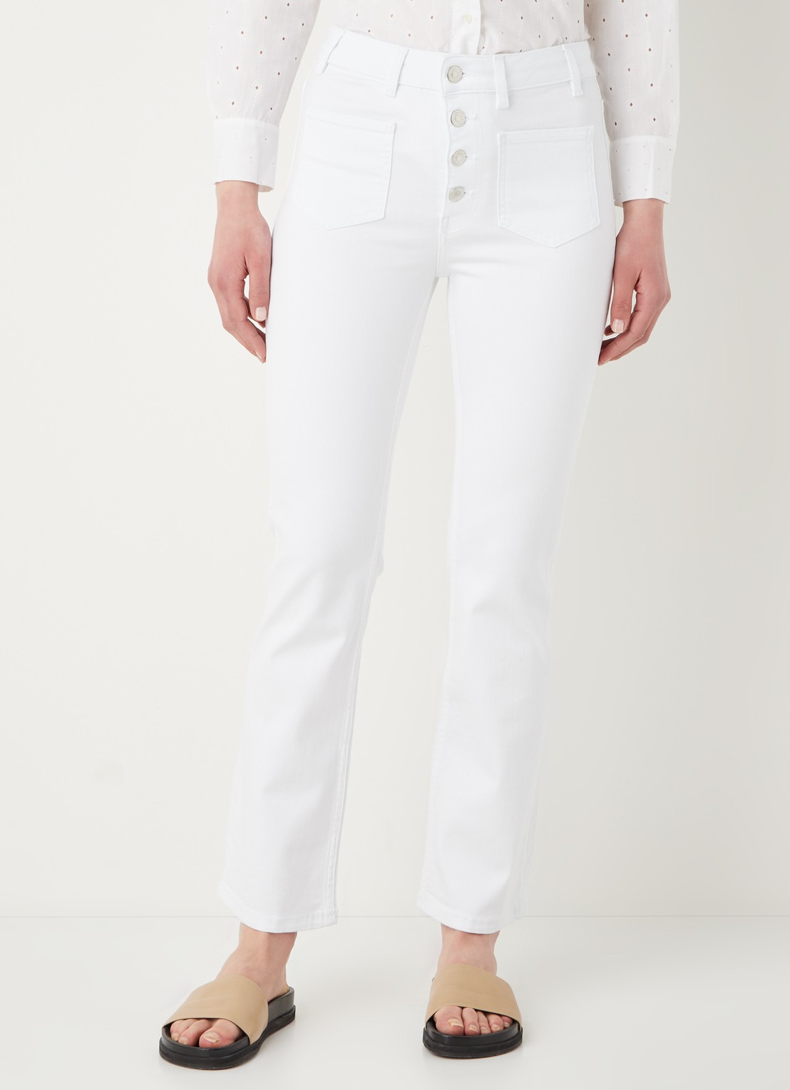 Maje Passiona high waist slim fit jeans van biologisch katoen - detail 4 wit