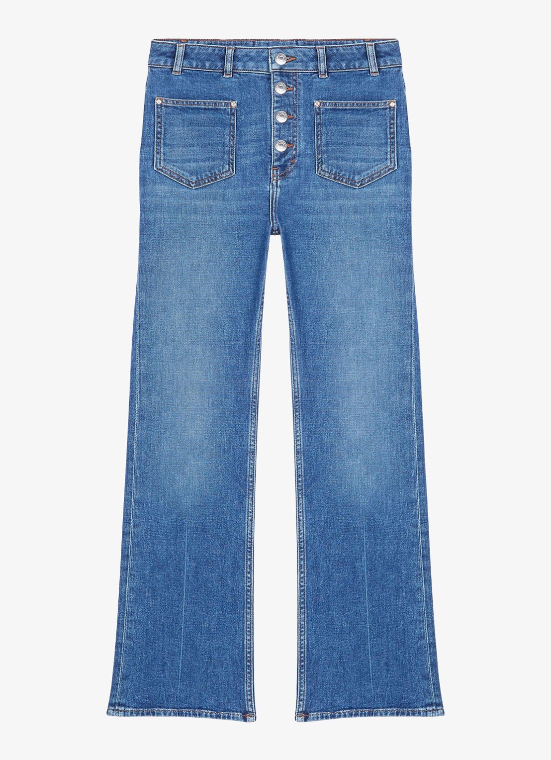 Maje Passiony flared jeans met opgestikte zakken - voorkant 5 indigo