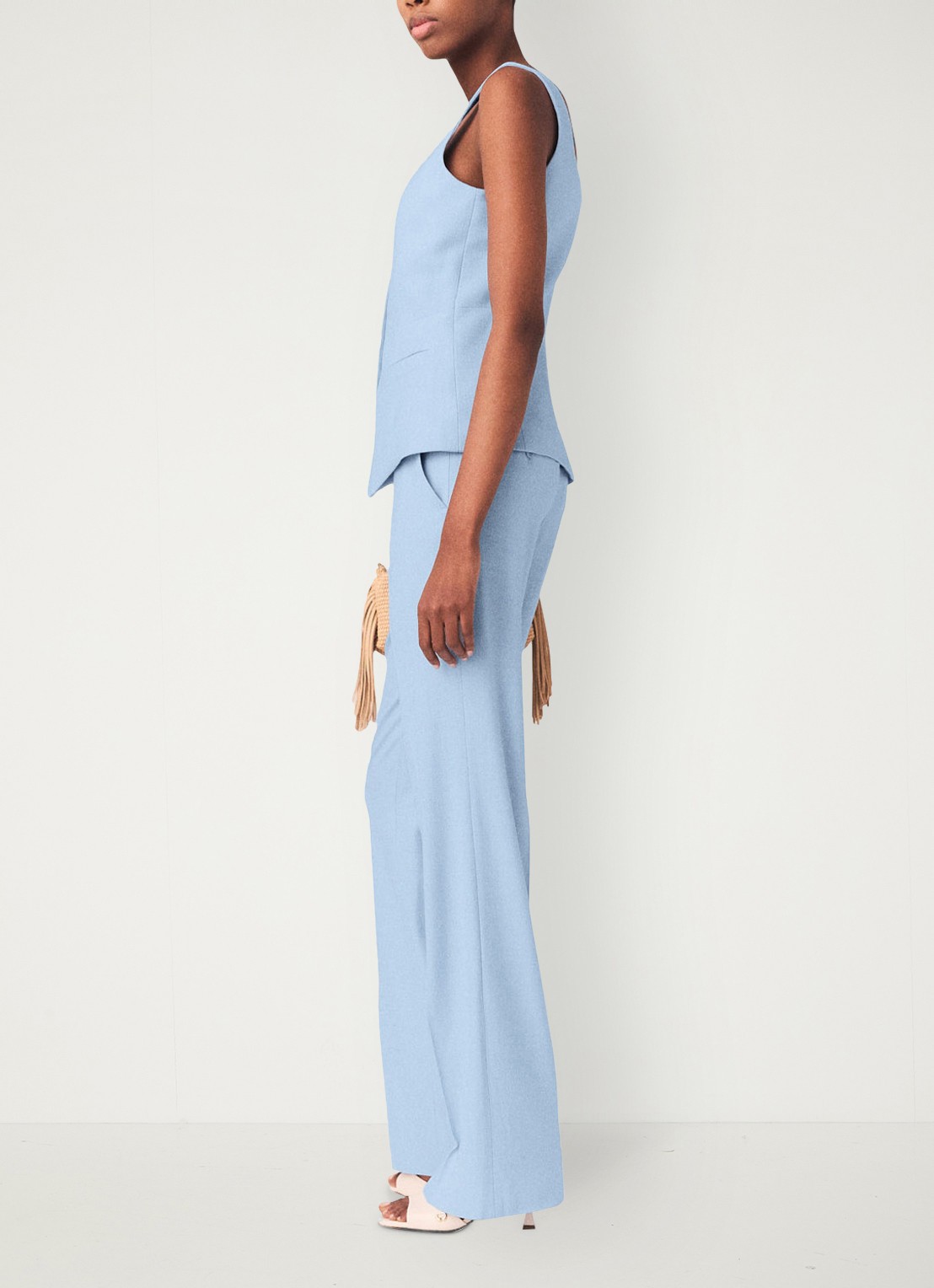 Maje Pigalue pantalon met steekzakken - detail 4 lichtblauw
