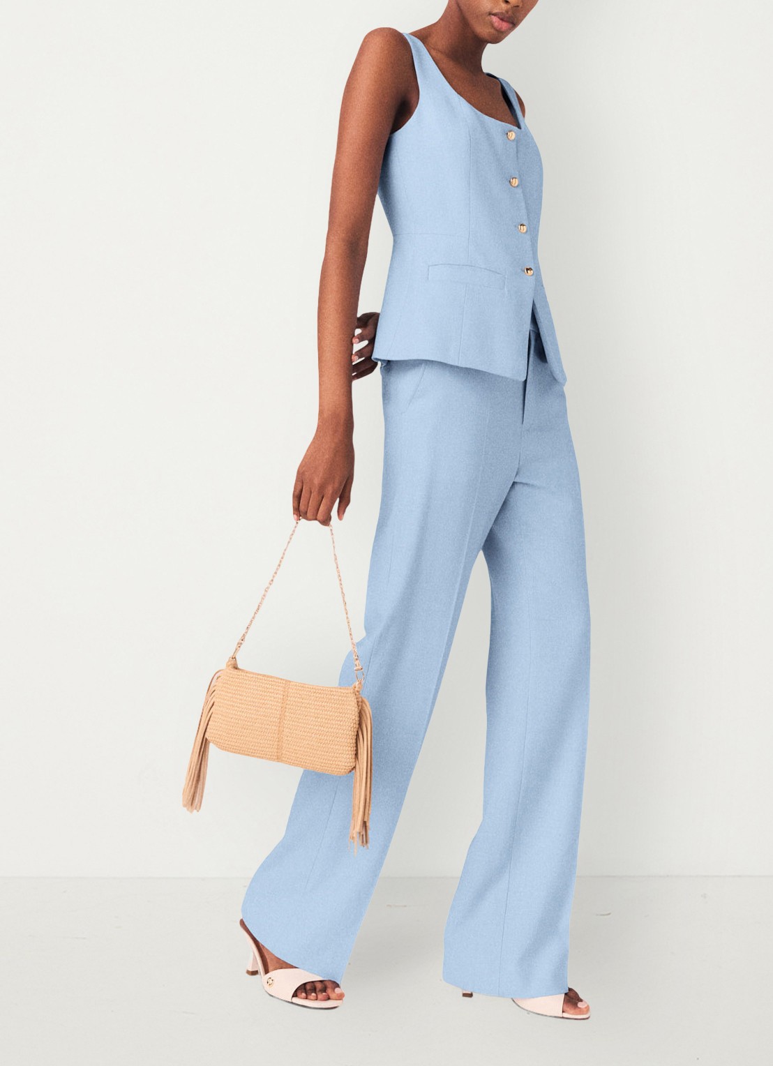 Maje Pigalue pantalon met steekzakken - detail 5 lichtblauw