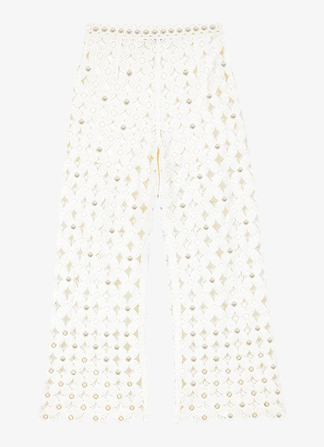 Maje Pimiroir broek met opengewerkt detail  - voorkant 6 wit