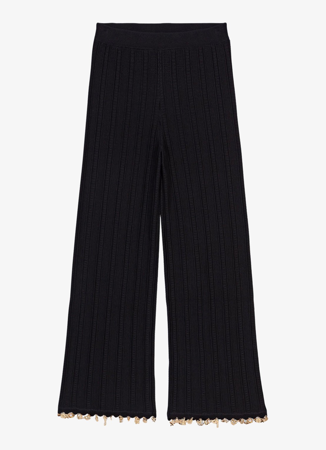 Maje Pishella palazzo broek met ribstructuur - voorkant 6 donkerblauw