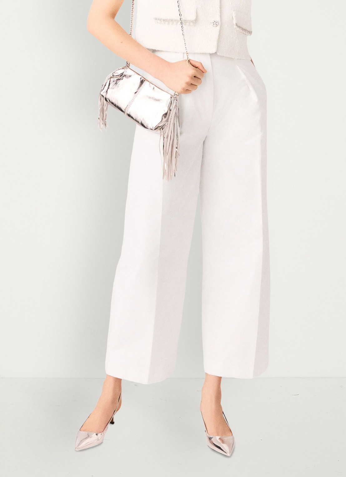 Maje Pistalace pantalon met steekzakken  - detail wit