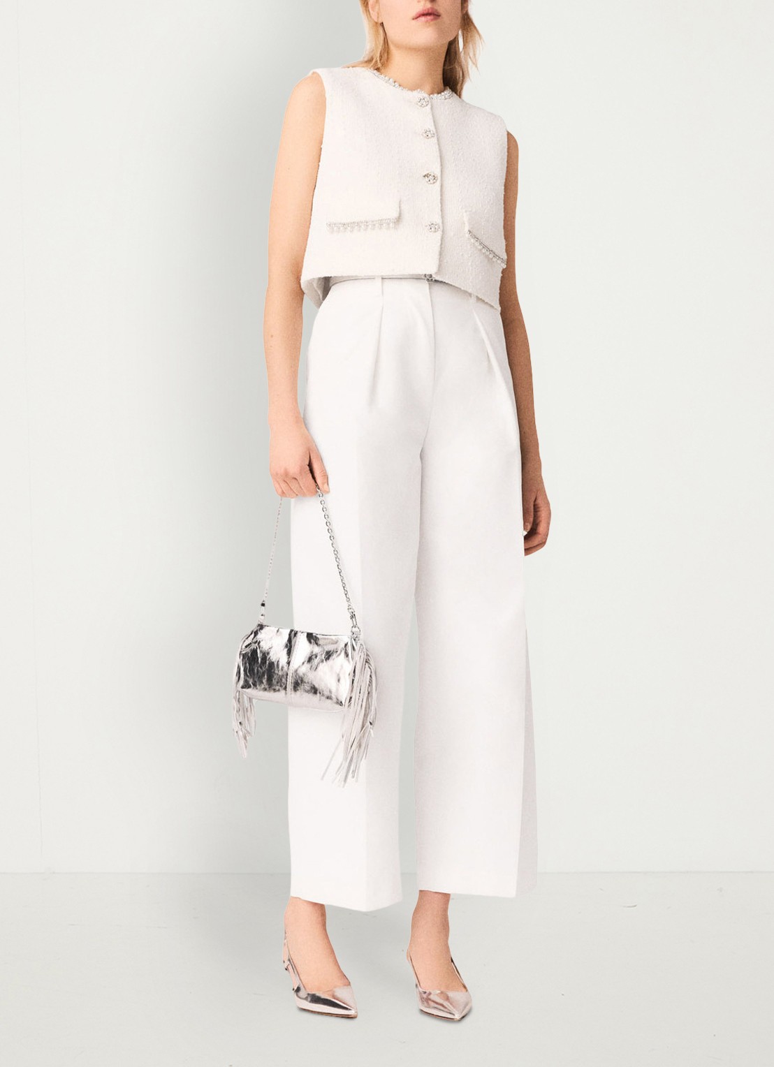 Maje Pistalace pantalon met steekzakken  - voorkant 5 wit