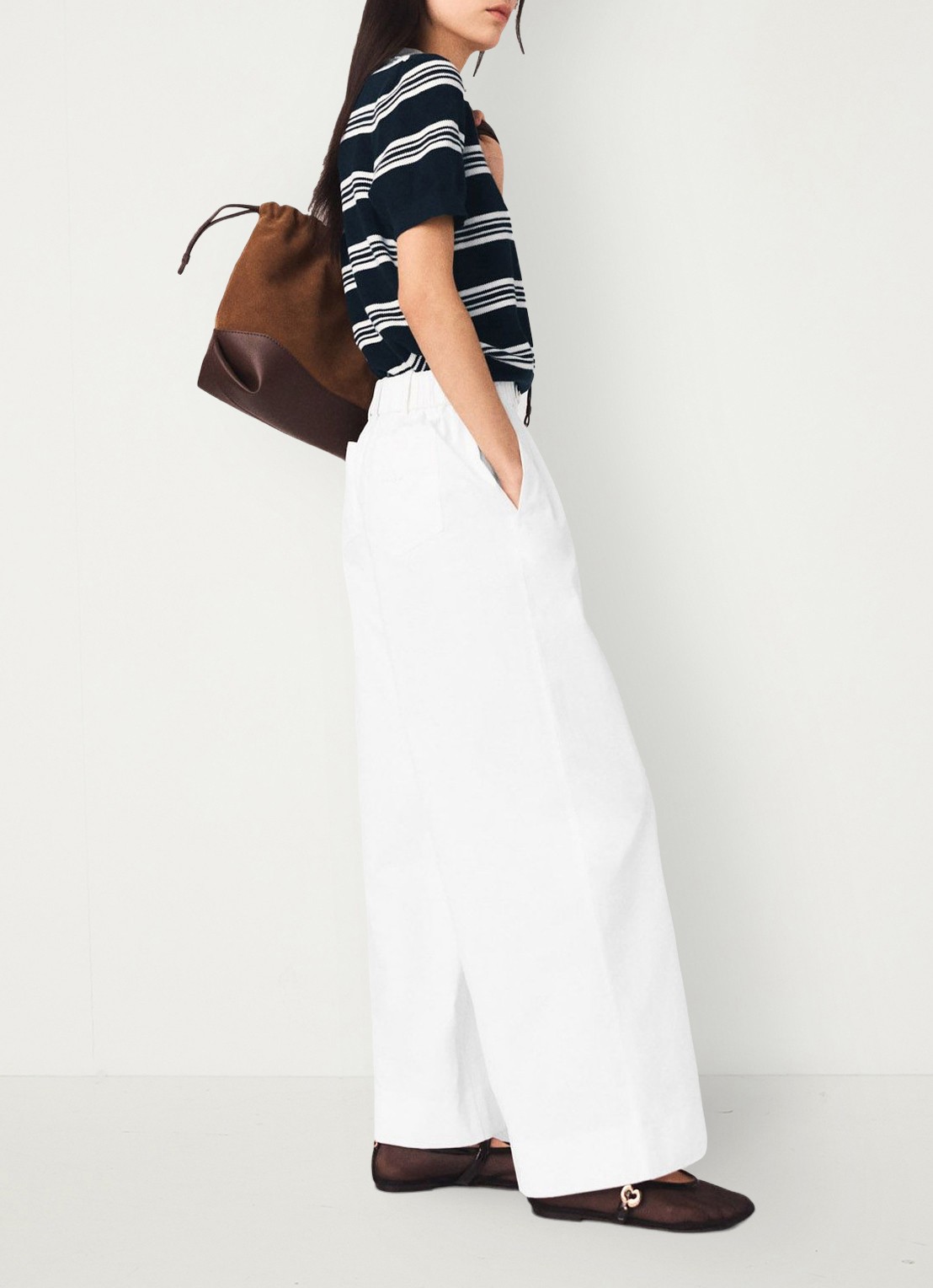 Maje Piumallan wide fit palazzo broek  - detail 4 wit