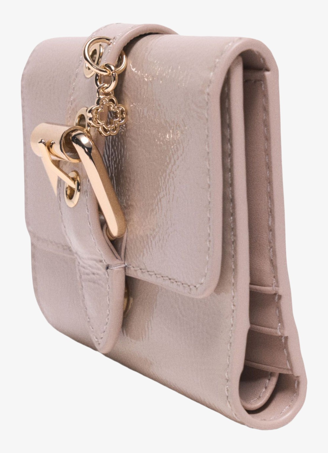 Maje Portemonnee van leer - detail 2 beige