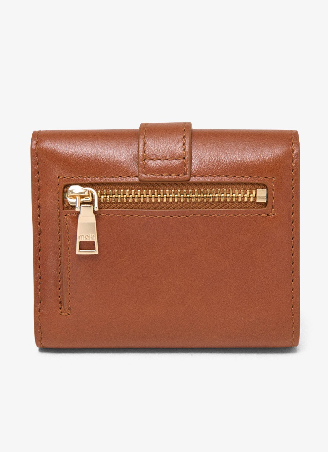 Maje Portemonnee van leer - achterkant cognac