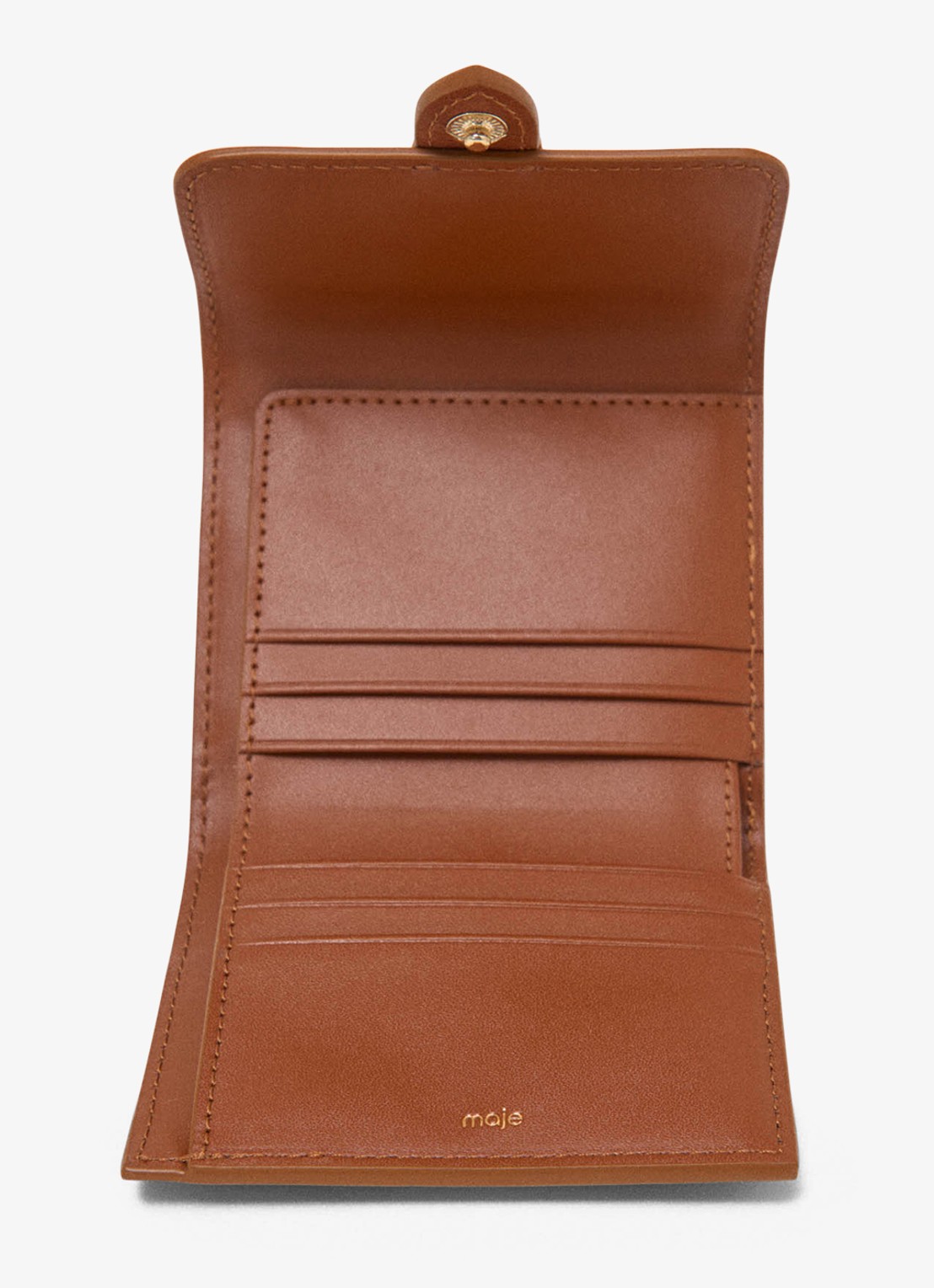 Maje Portemonnee van leer - detail 2 cognac