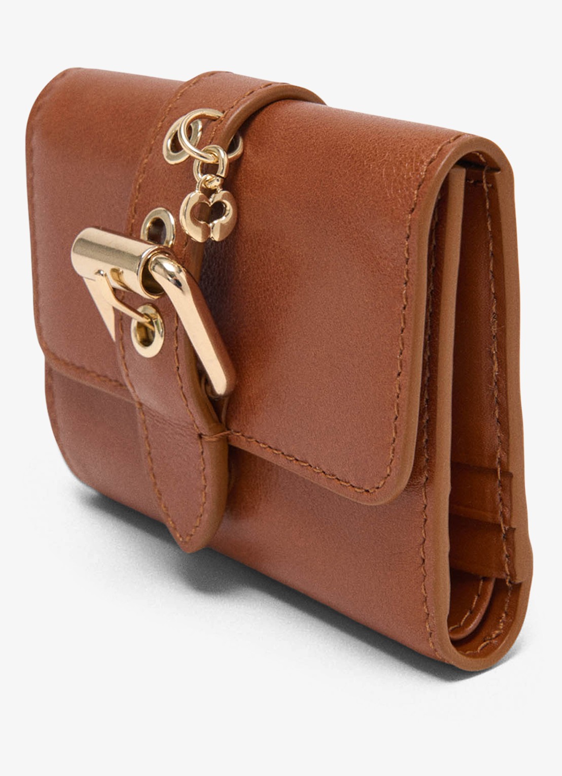 Maje Portemonnee van leer - detail 4 cognac