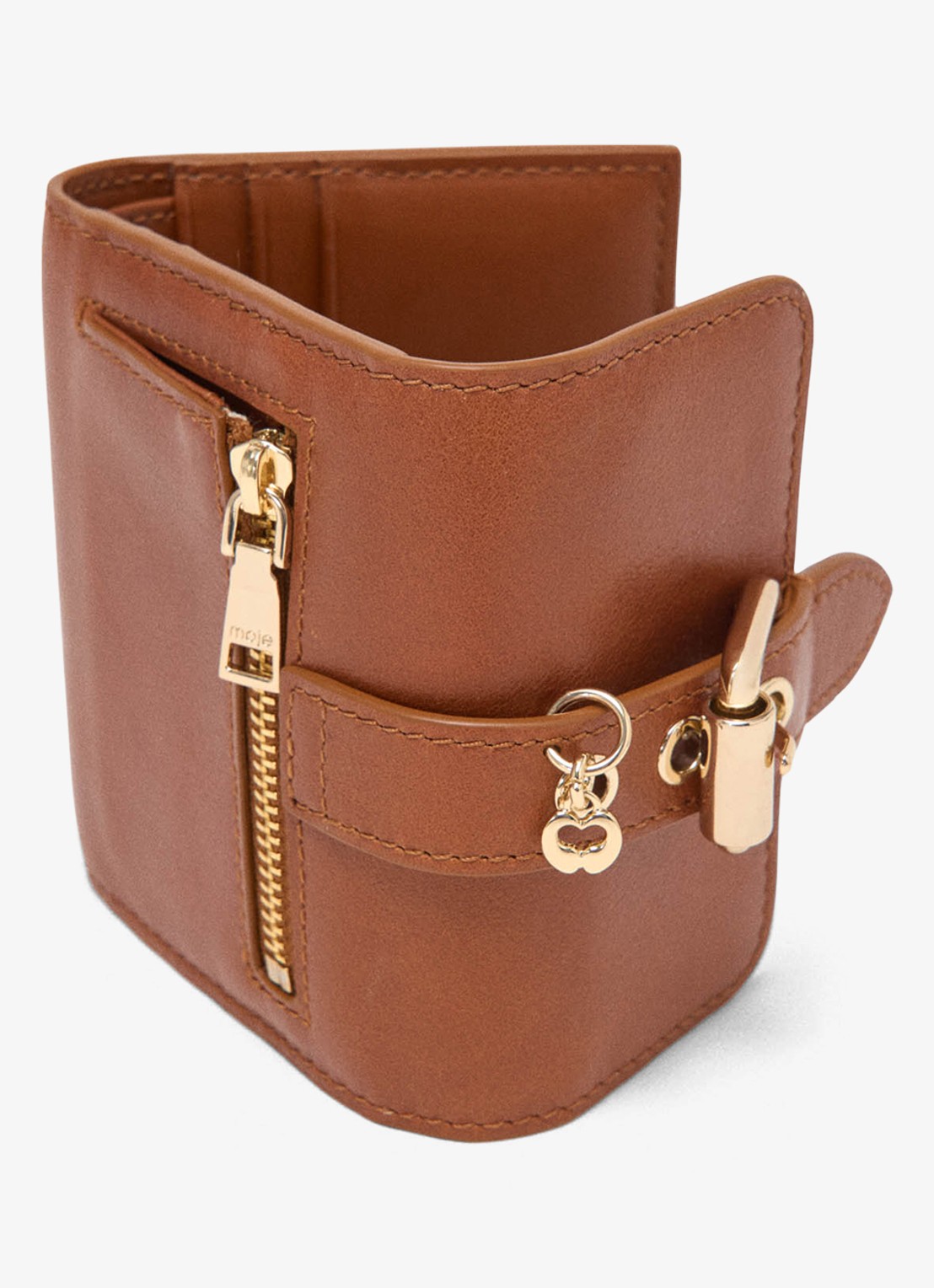 Maje Portemonnee van leer - detail 5 cognac