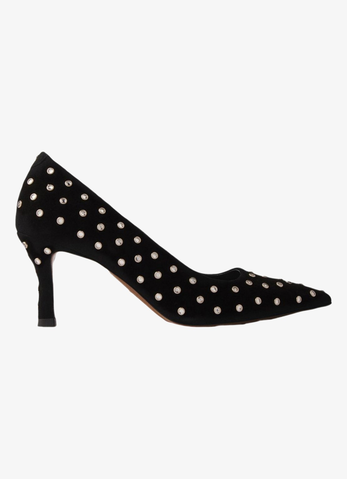 Maje Pump van geitenleer met studs - voorkant jeans