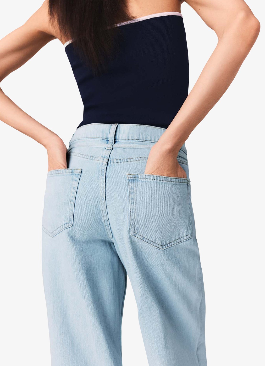 Maje Pyrosa wide leg jeans met strass  - detail 7 indigo