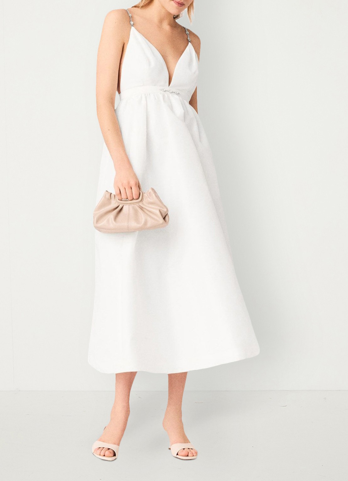 Maje Rapassa midi jurk met strass - voorkant 7 wit