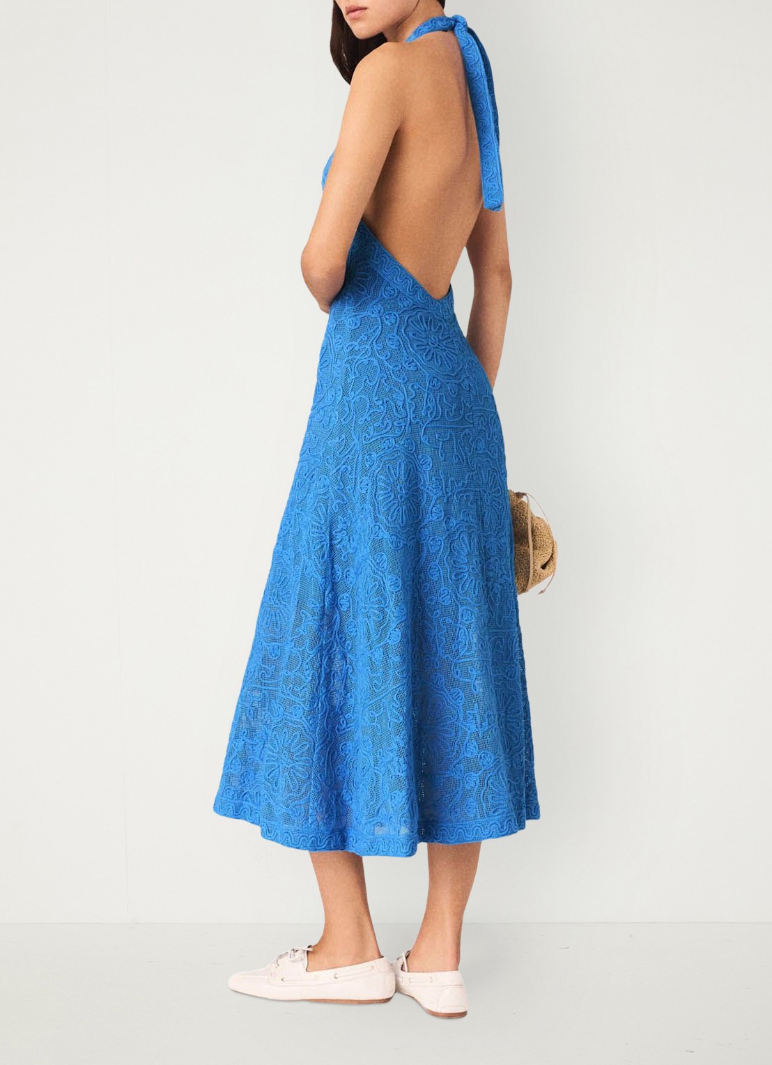 Maje Raros midi jurk met borduring - achterkant 8 donkerblauw