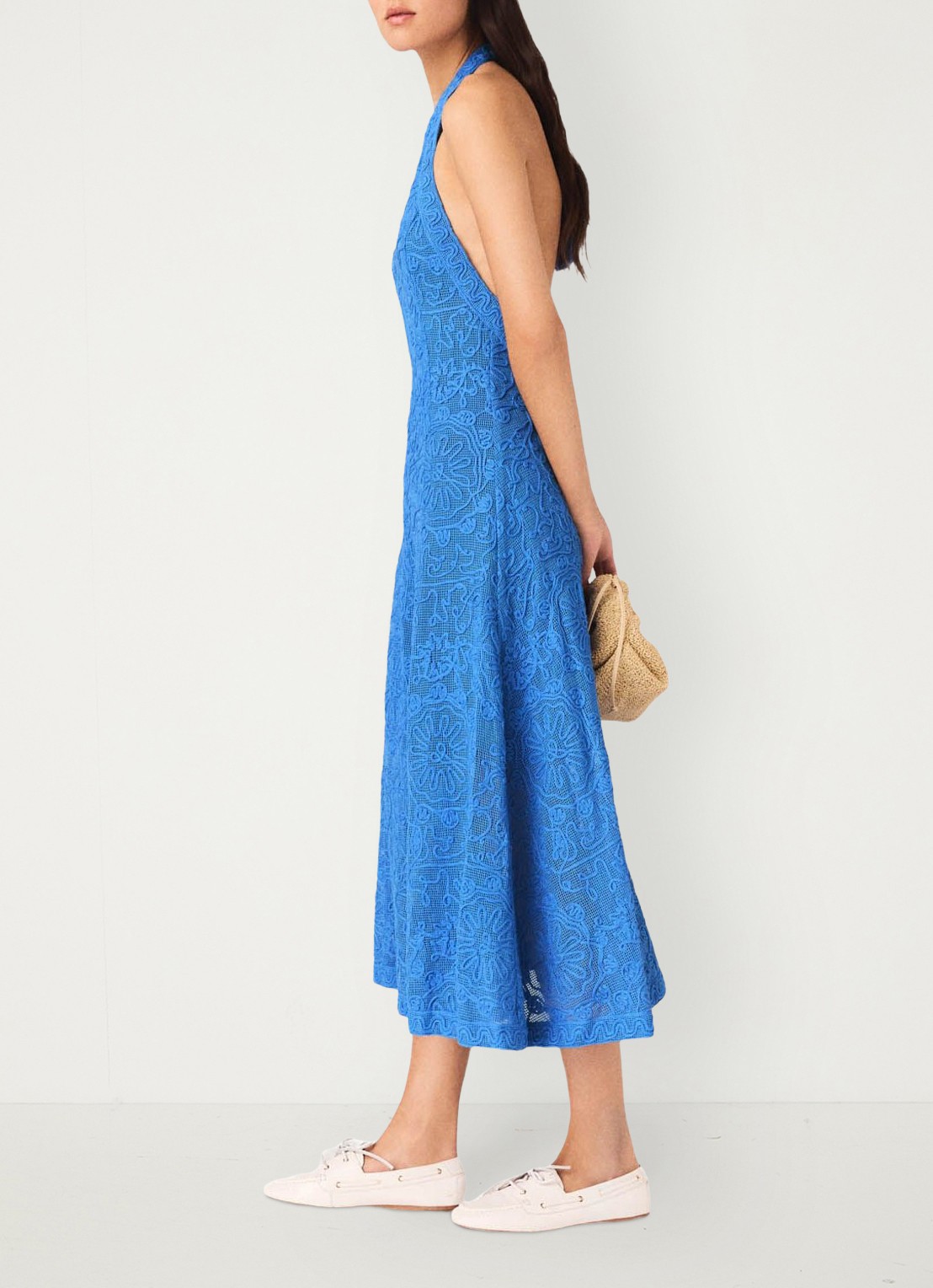 Maje Raros midi jurk met borduring - detail 2 donkerblauw