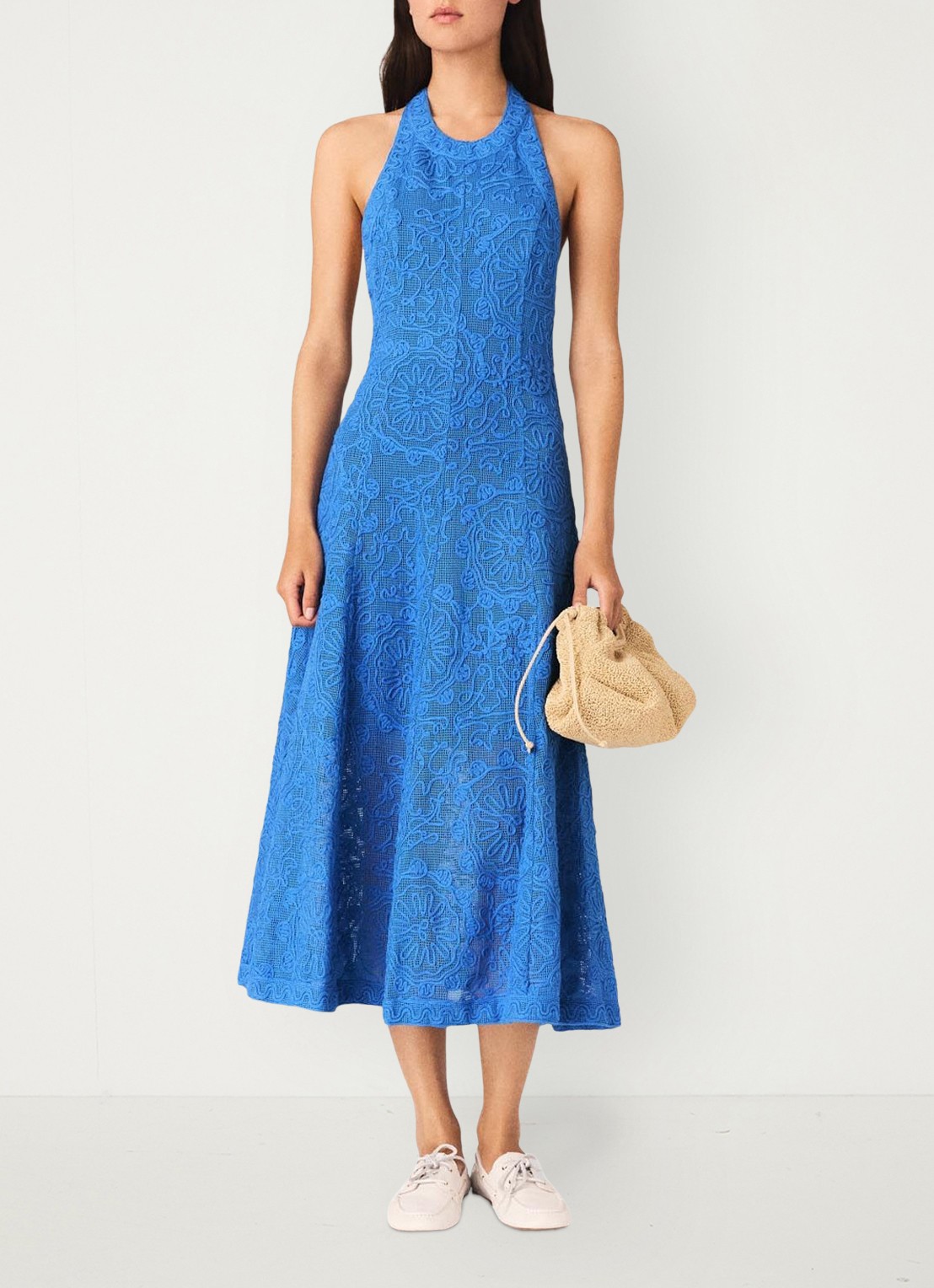 Maje Raros midi jurk met borduring - voorkant 7 donkerblauw