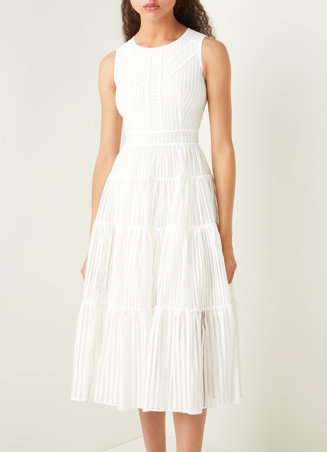 Maje Raya midi A-lijn jurk met mesh - detail 4 wit