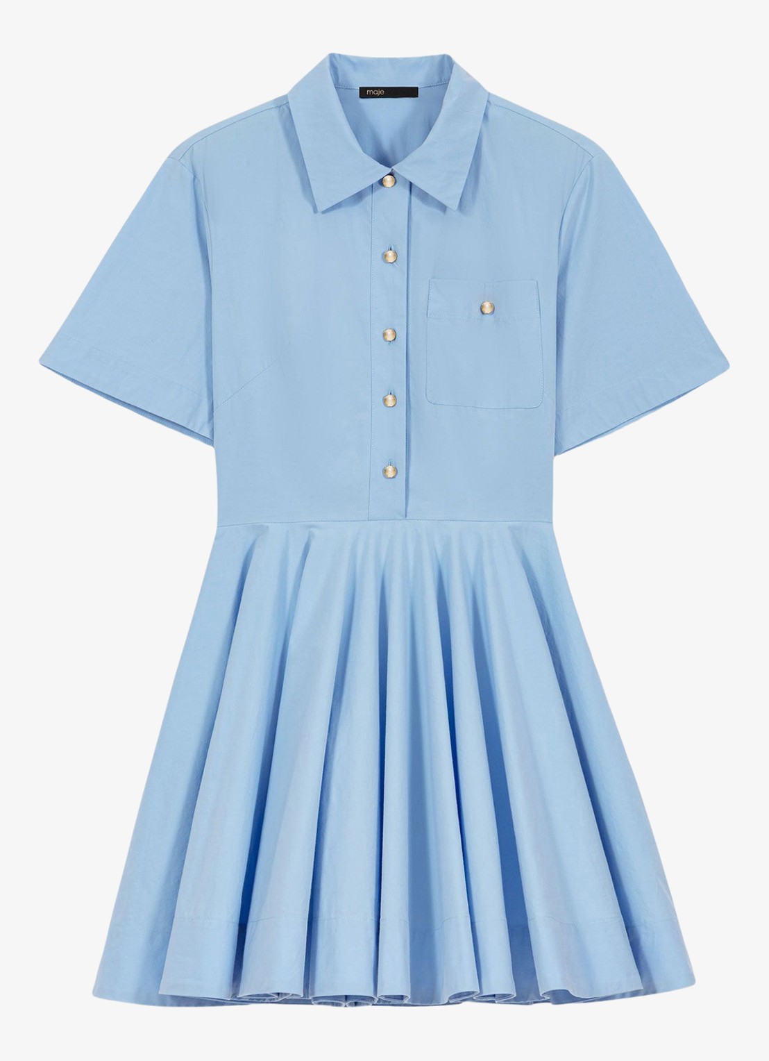 Maje Reblo mini tuniekjurk met plooien - voorkant 4 blauw