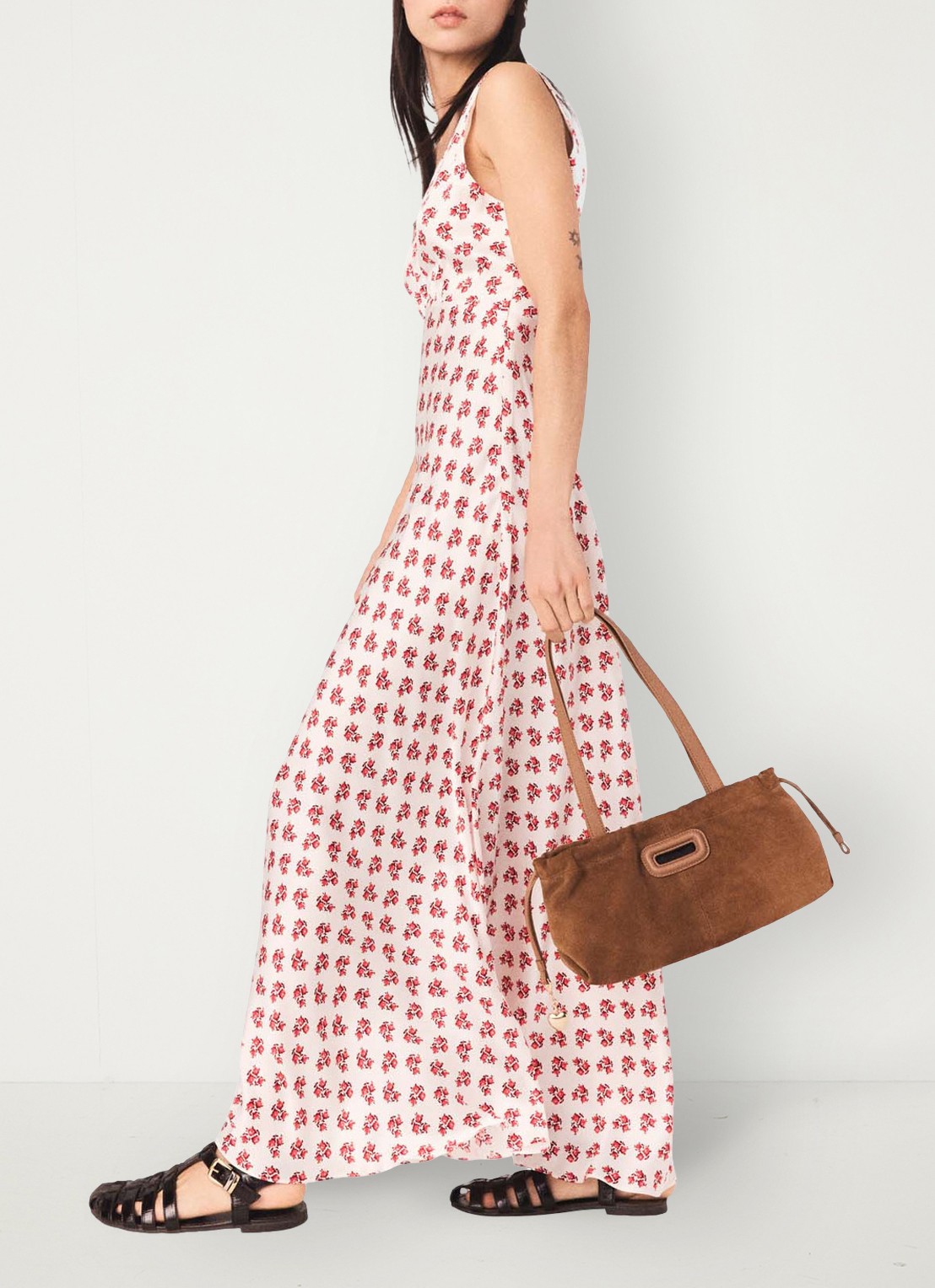 Maje Renisity midi jurk met print  - detail 3 rood