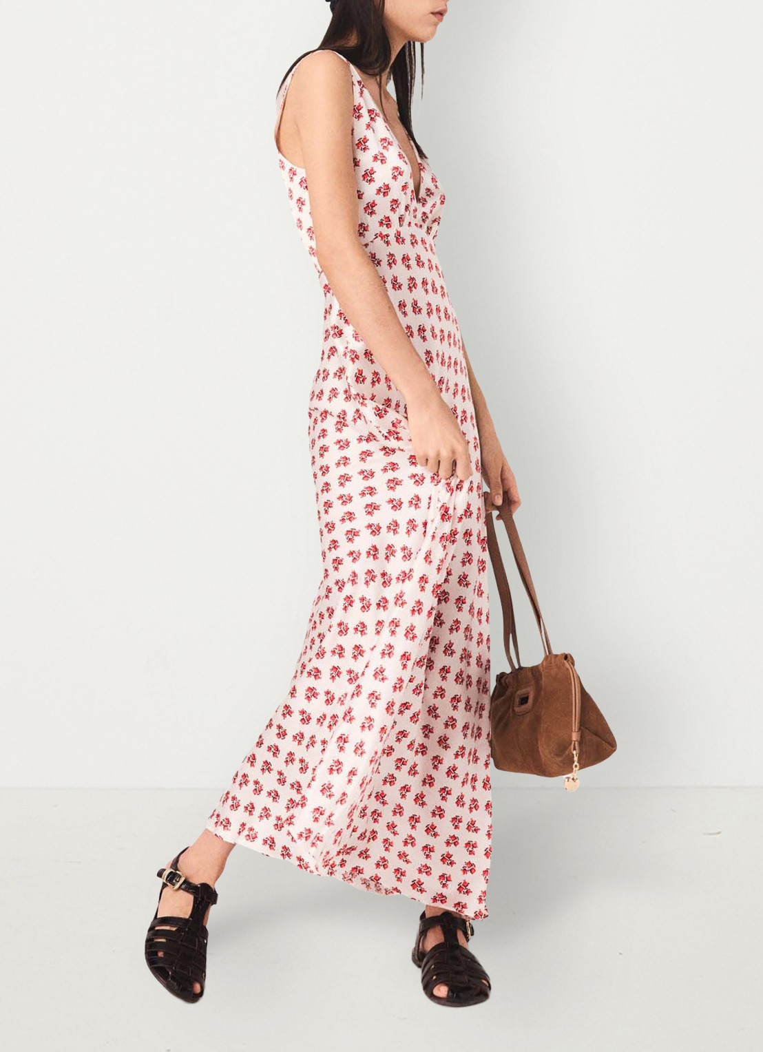 Maje Renisity midi jurk met print  - detail 5 rood