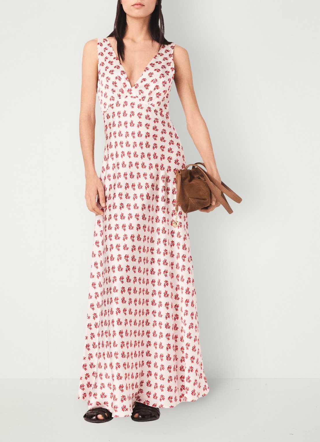 Maje Renisity midi jurk met print  - voorkant rood