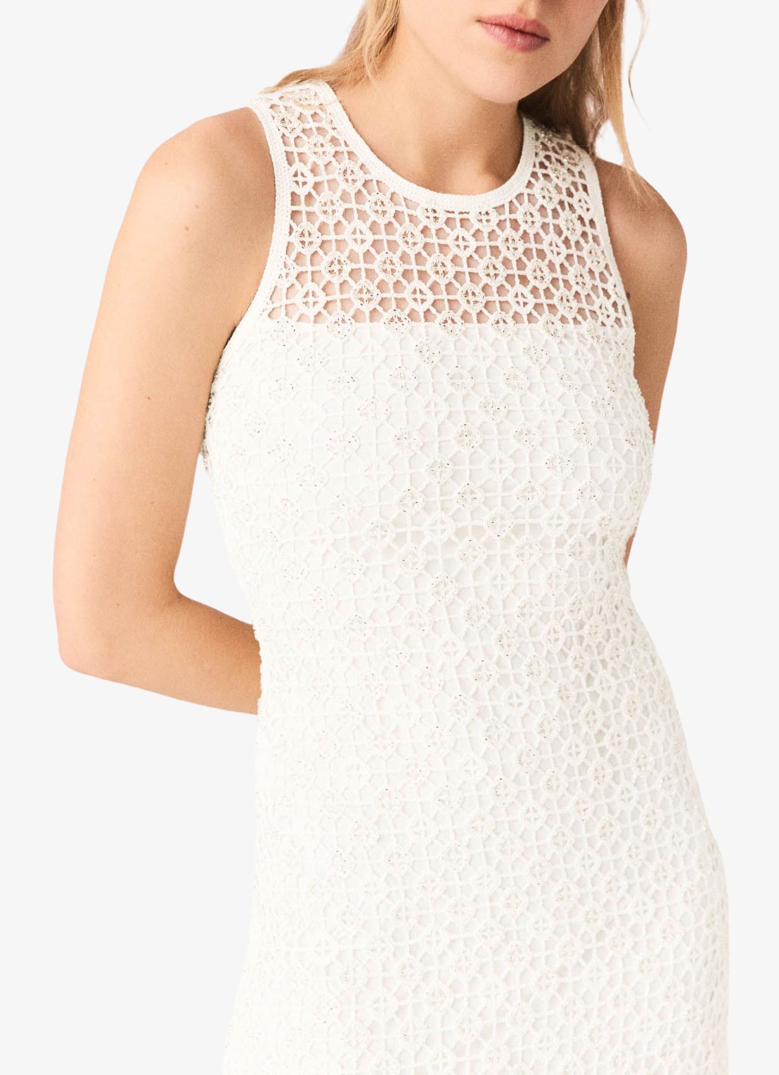 Maje Resilla midi jurk met broderie - detail 4 wit