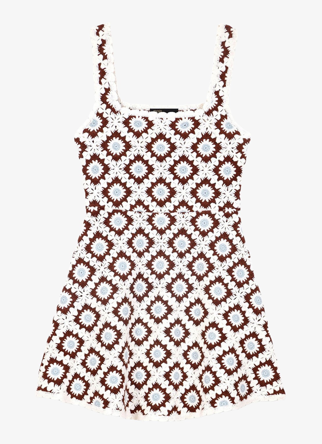 Maje Retunia mini jurk met ingebreid patroon - voorkant bruin