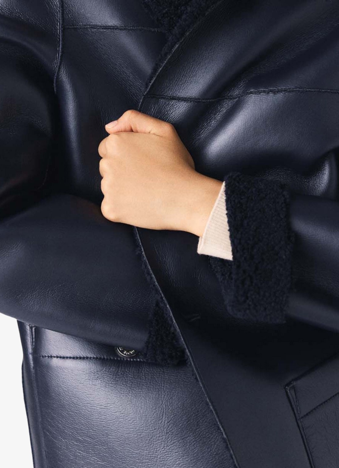 Maje Reversible jack met opgestikte zakken - detail 8 donkerblauw