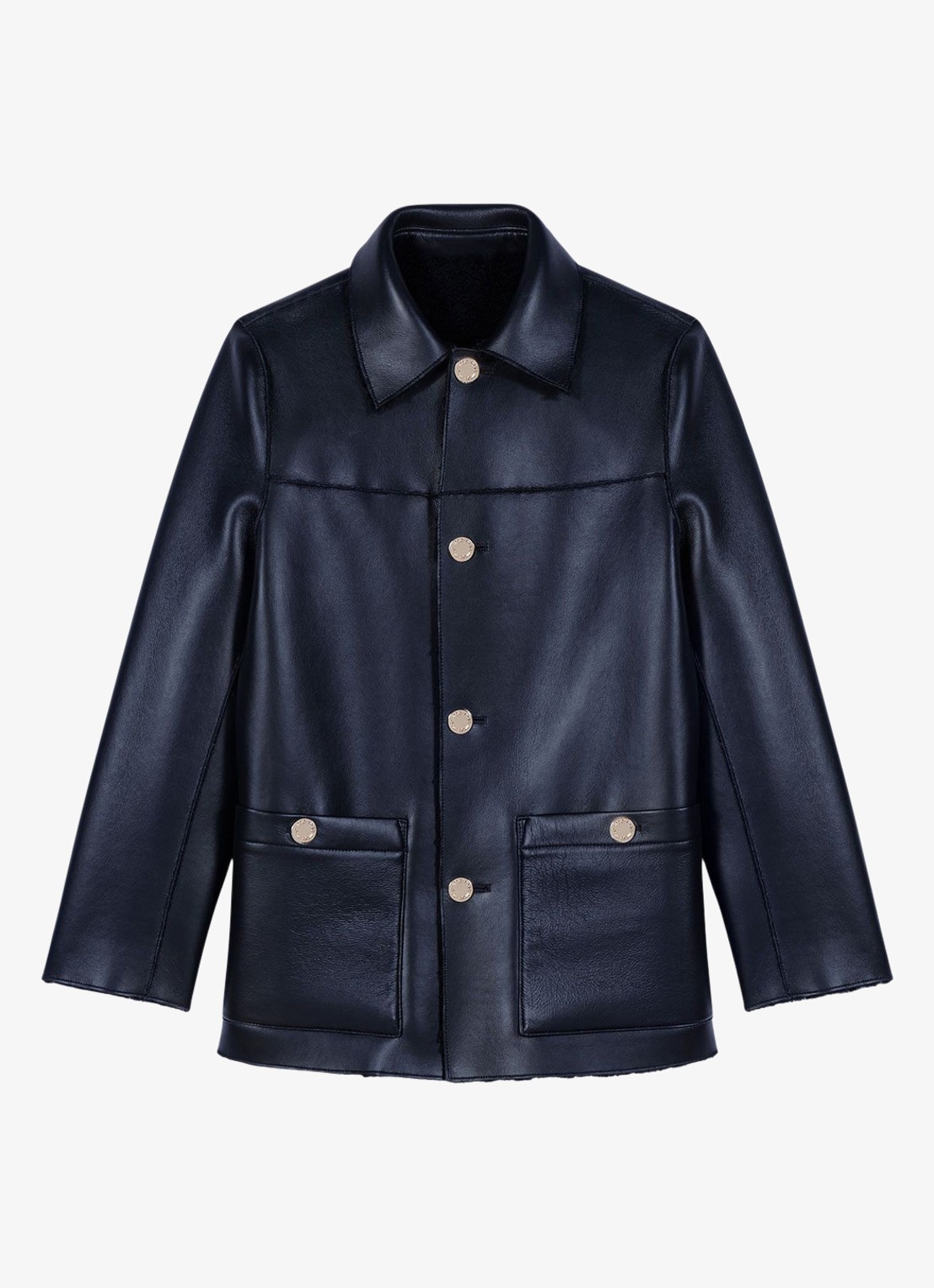 Maje Reversible jack met opgestikte zakken - voorkant donkerblauw