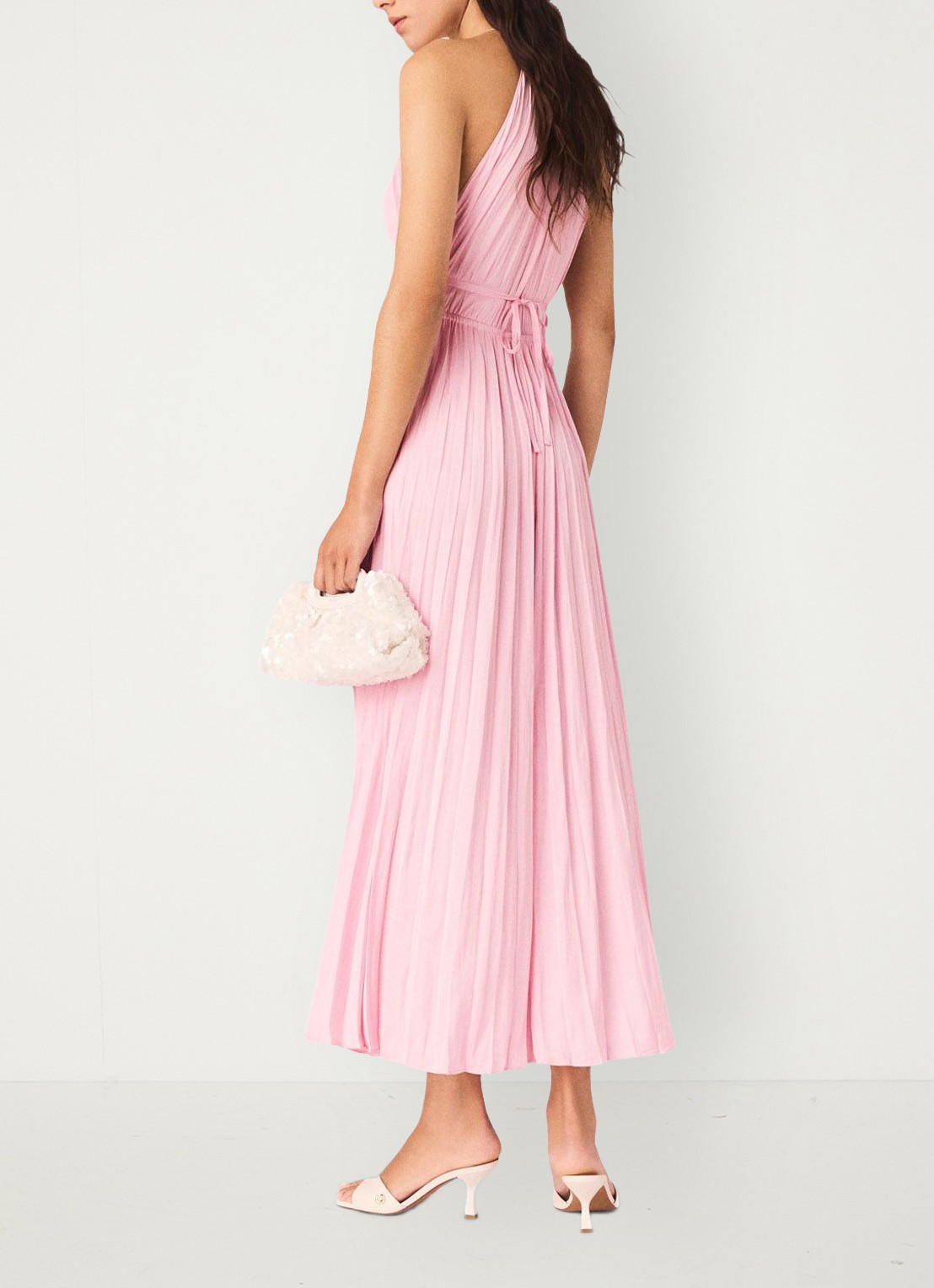Maje Revilly midi jurk met plooien  - achterkant 3 roze
